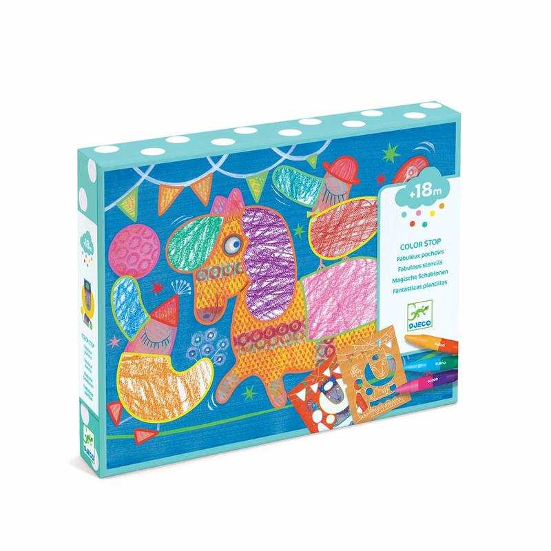 Coffret coloriages et pochoirs Color stop Funambule et balles Djeco