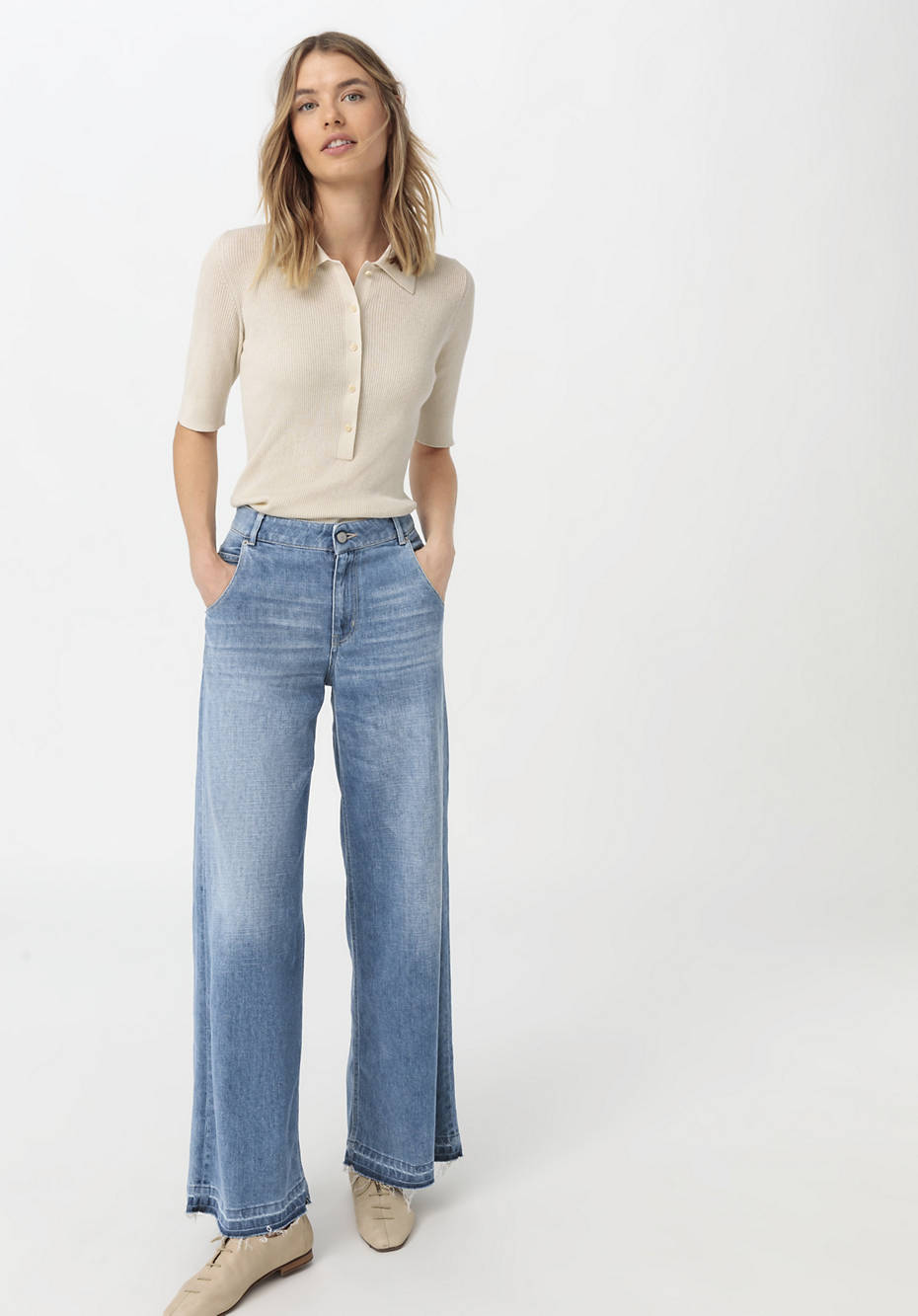 Polo-Pullover aus Seide mit Bio-Baumwolle