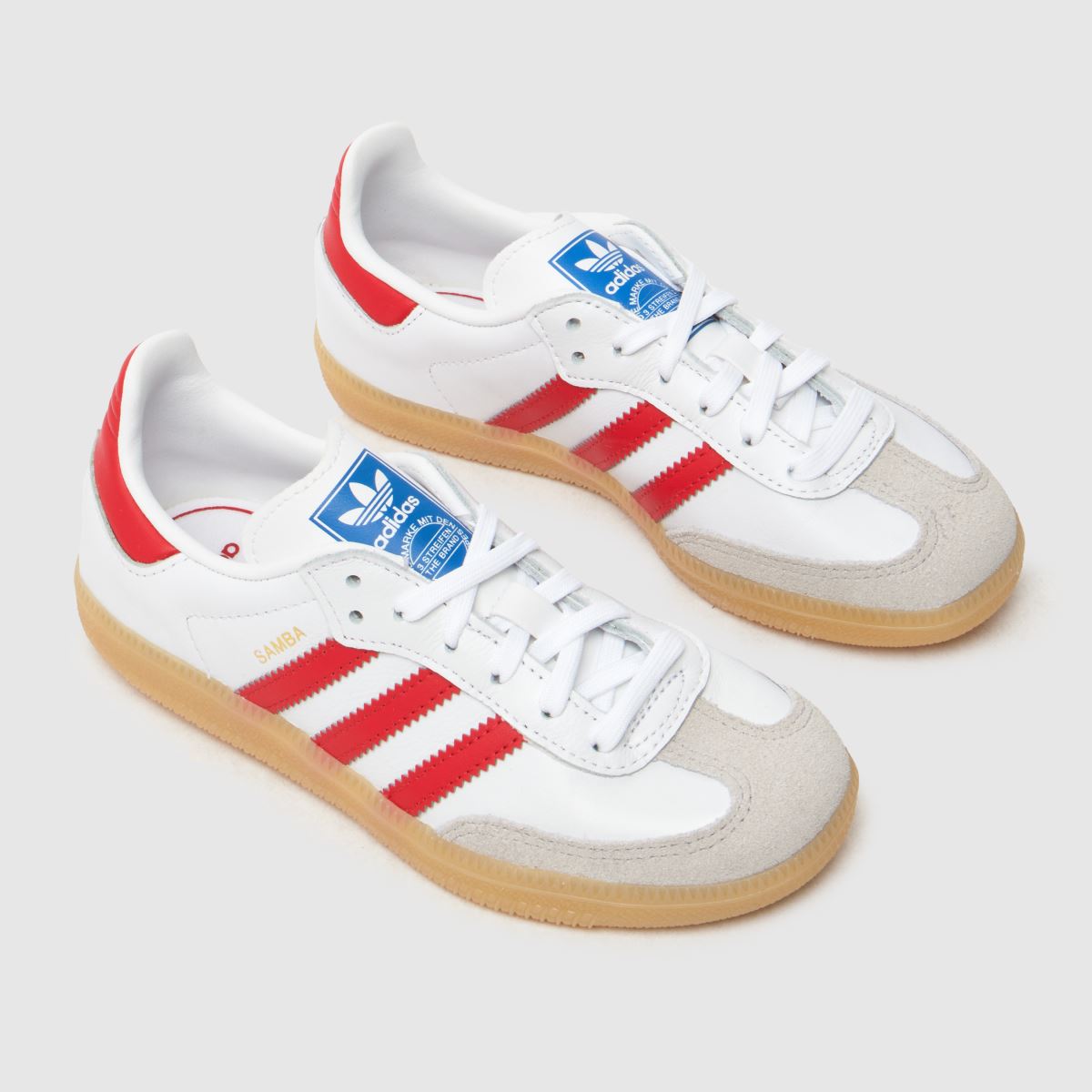 adidas vita och röda Samba och Junior-träningsskor
