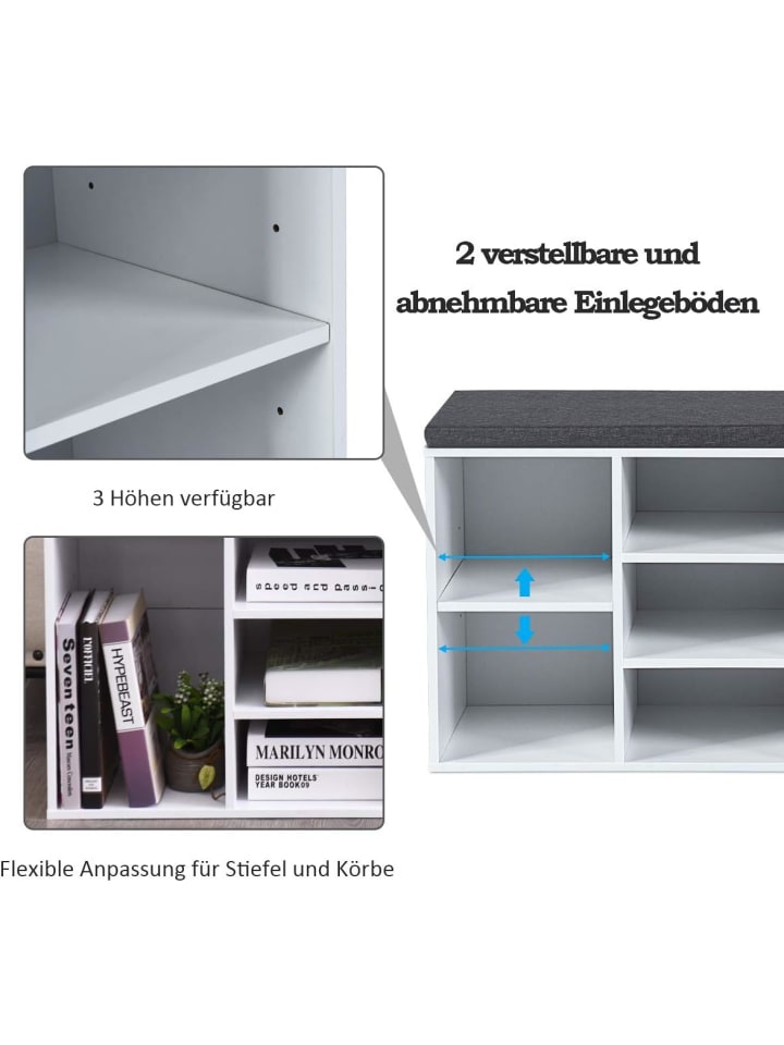 COSTWAY Schuhbank mit Sitzbank in Weiß günstig kaufen onesize