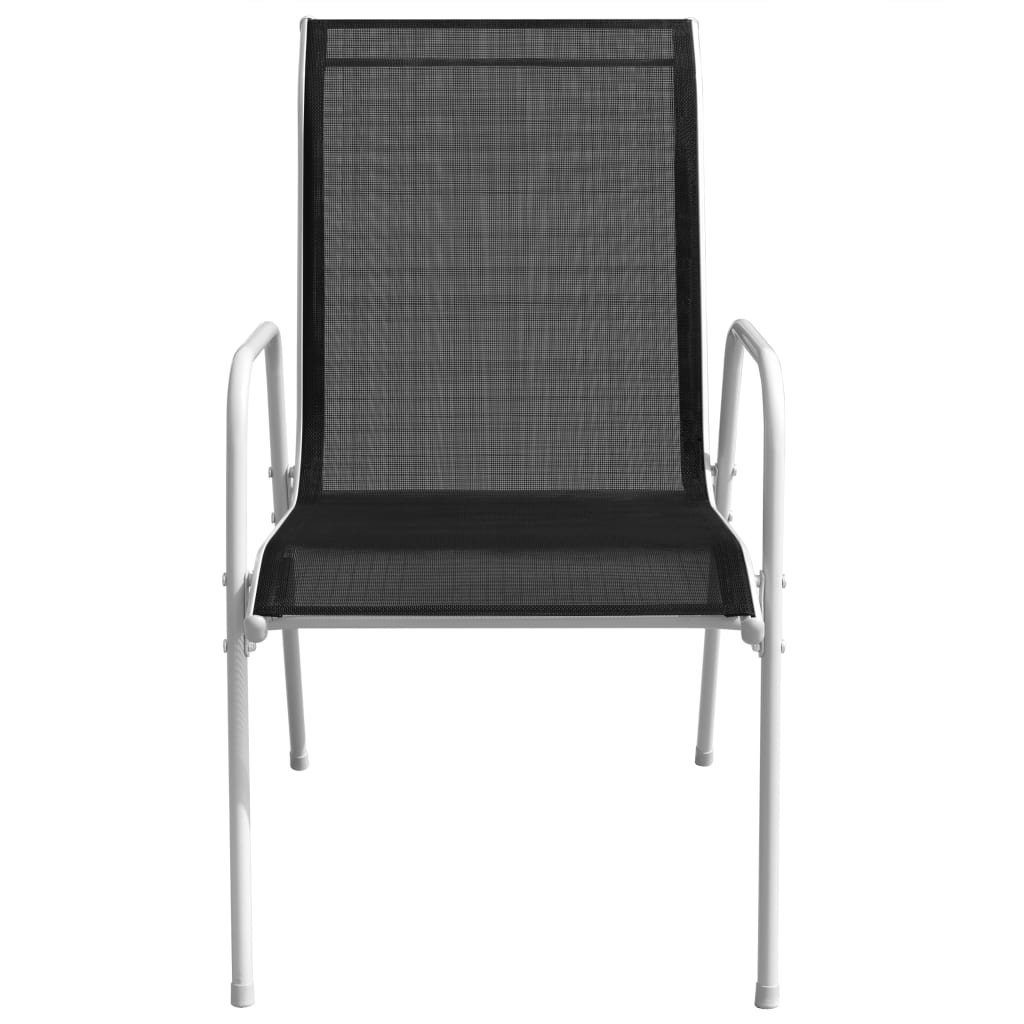 vidaXL Gartenstuhl Stapelbare Gartenstühle 2 Stk. Stahl und Textilene Schwarz (2 St)