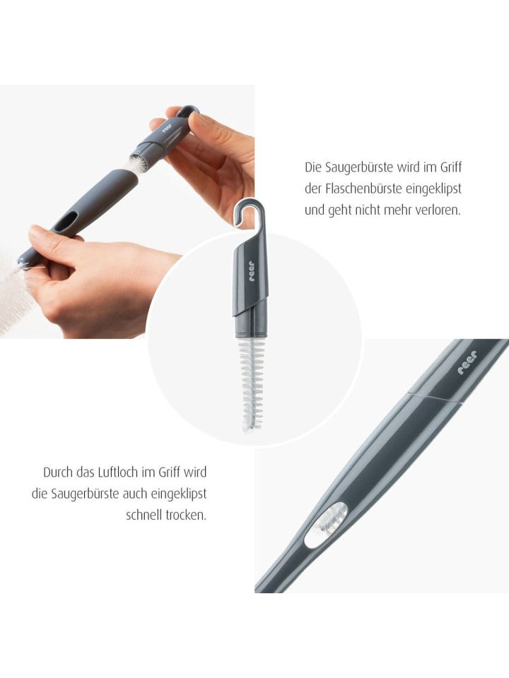 Reer 2in1 Flaschen- und Saugerbürste in Grau ab 0 Monate günstig kaufen onesize