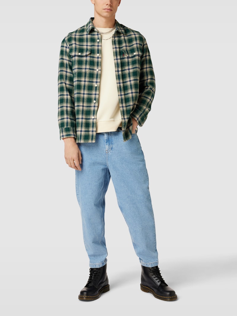 Loose Fit Jeans mit Logo-Bund in jeans