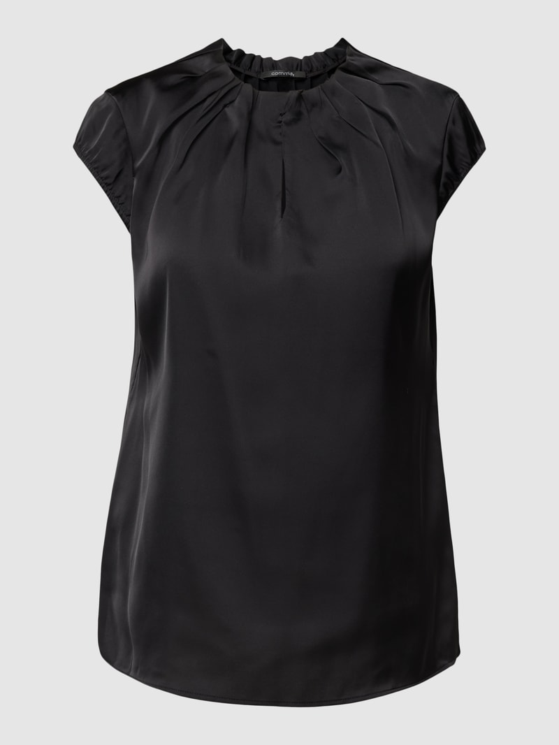 Blusenshirt mit gelegten Falten in schwarz