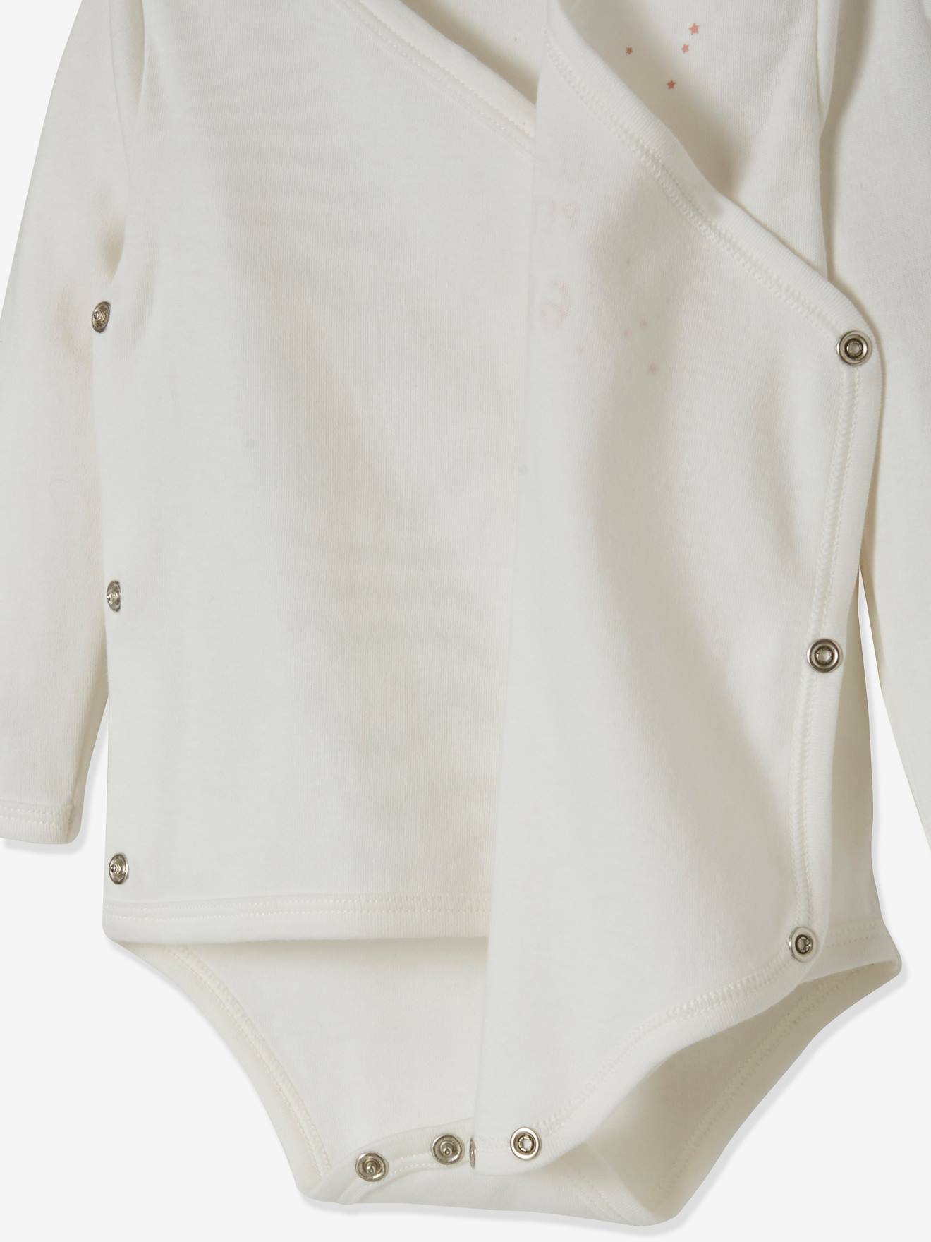 Lot de 3 bodies manches longues en coton bio ouverture naissance ivoire