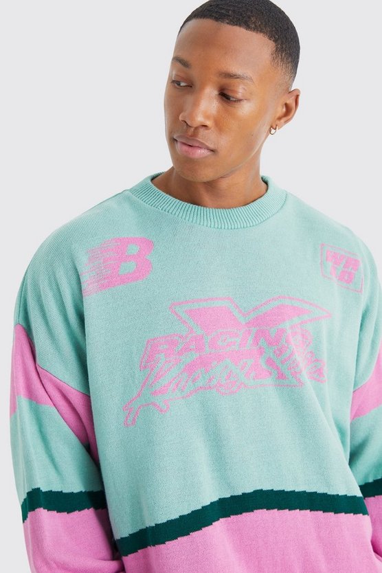 Oversize Colorblock Moto-Pullover