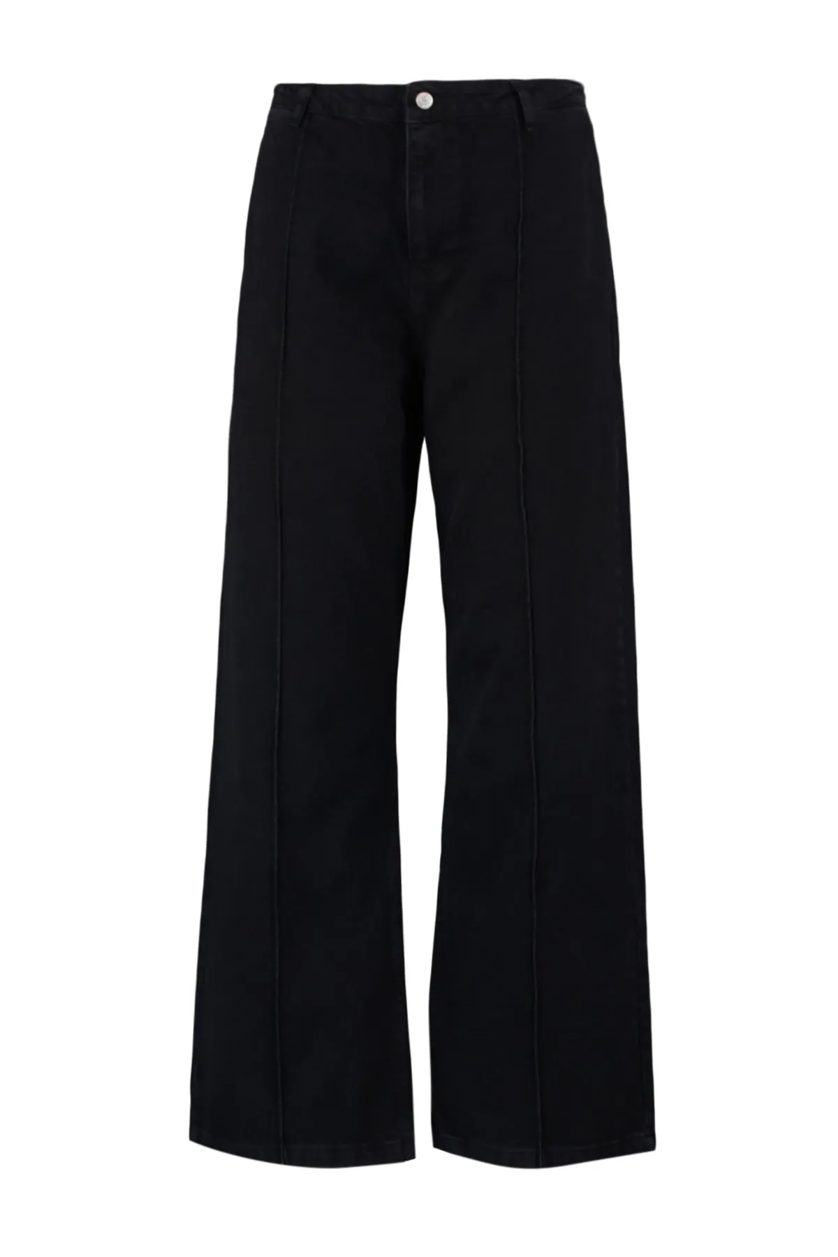 Trendyol Curve  Anthrazitfarbene, gerippte, weit geschnittene Jeans mit hoher Taille TBBAW23CJ00013