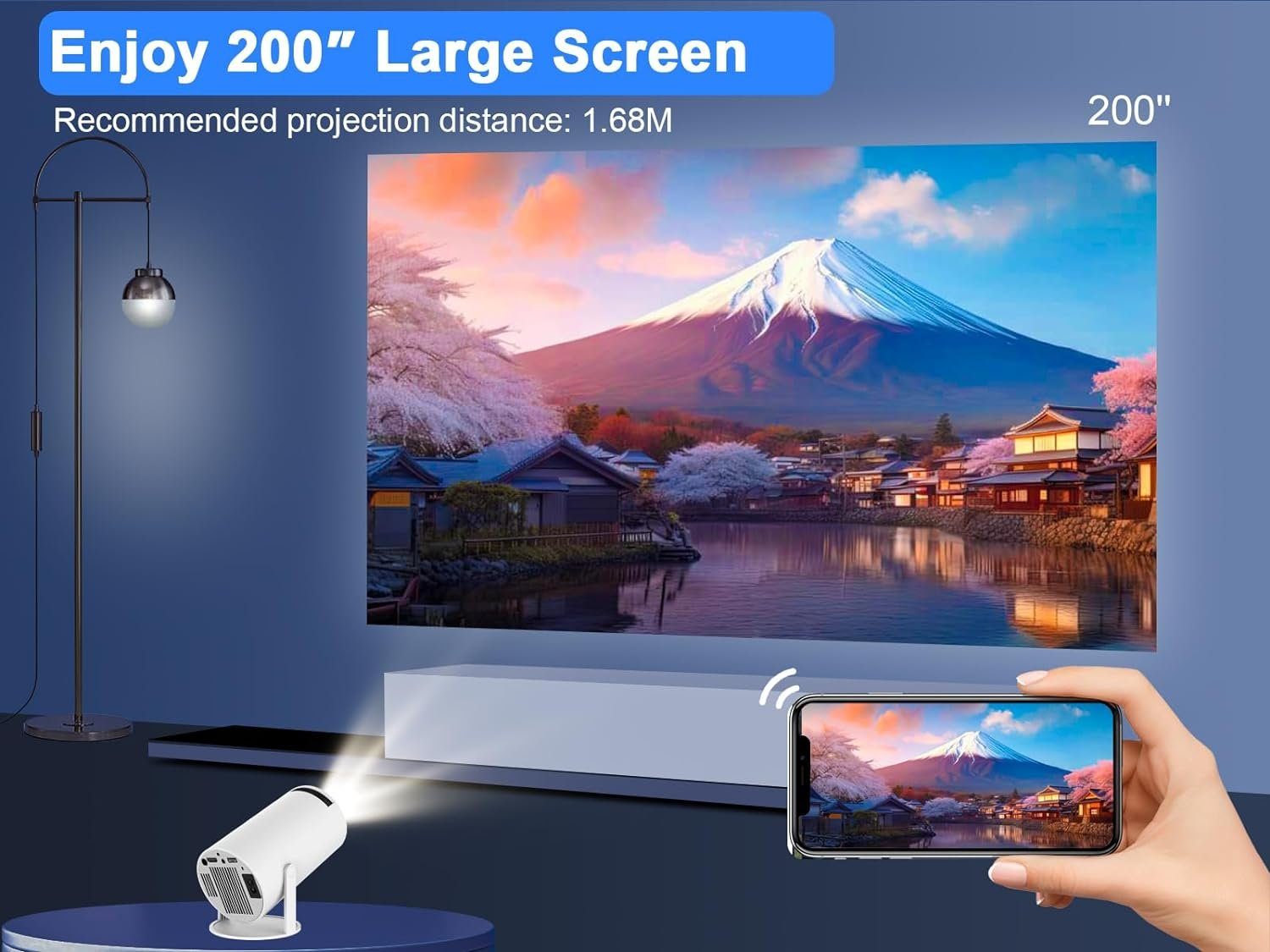 Magcubic HY300 Native Full HD Portabler Projektor (10000:1, 3840 x 2160 px, mit 180°-Drehung Kristallklare Bildqualität für unvergleichliches)
