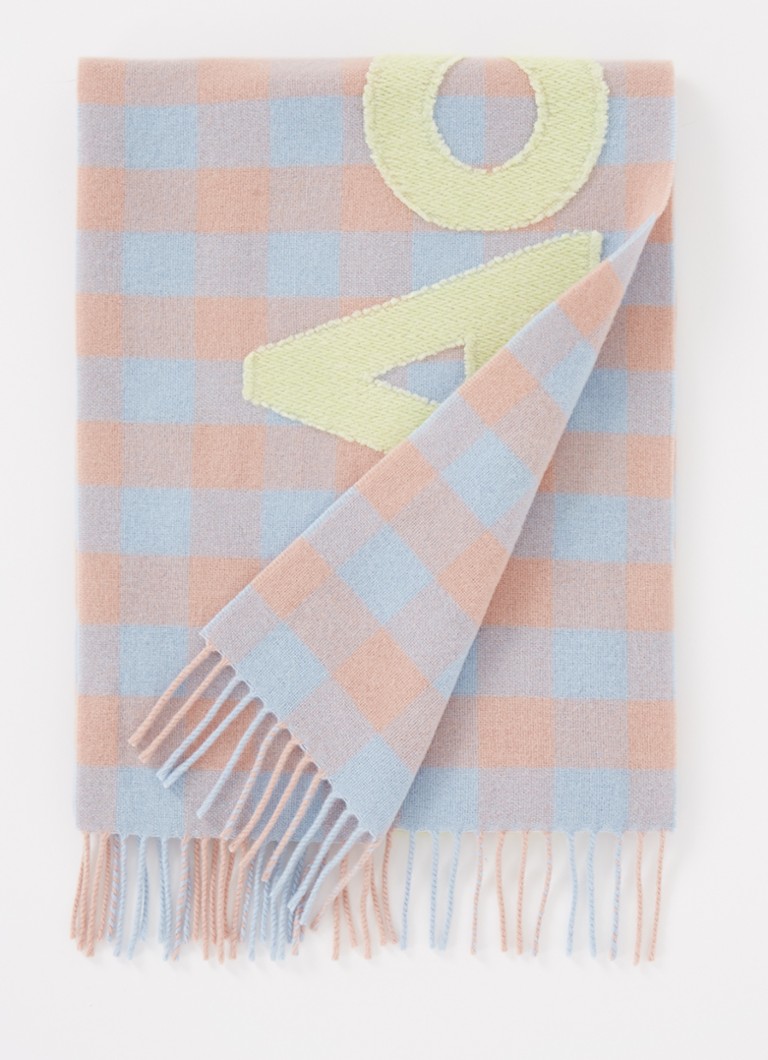 Acne Studiosin villahuivi logolla ja ruutukuosilla 205 x 35 cm