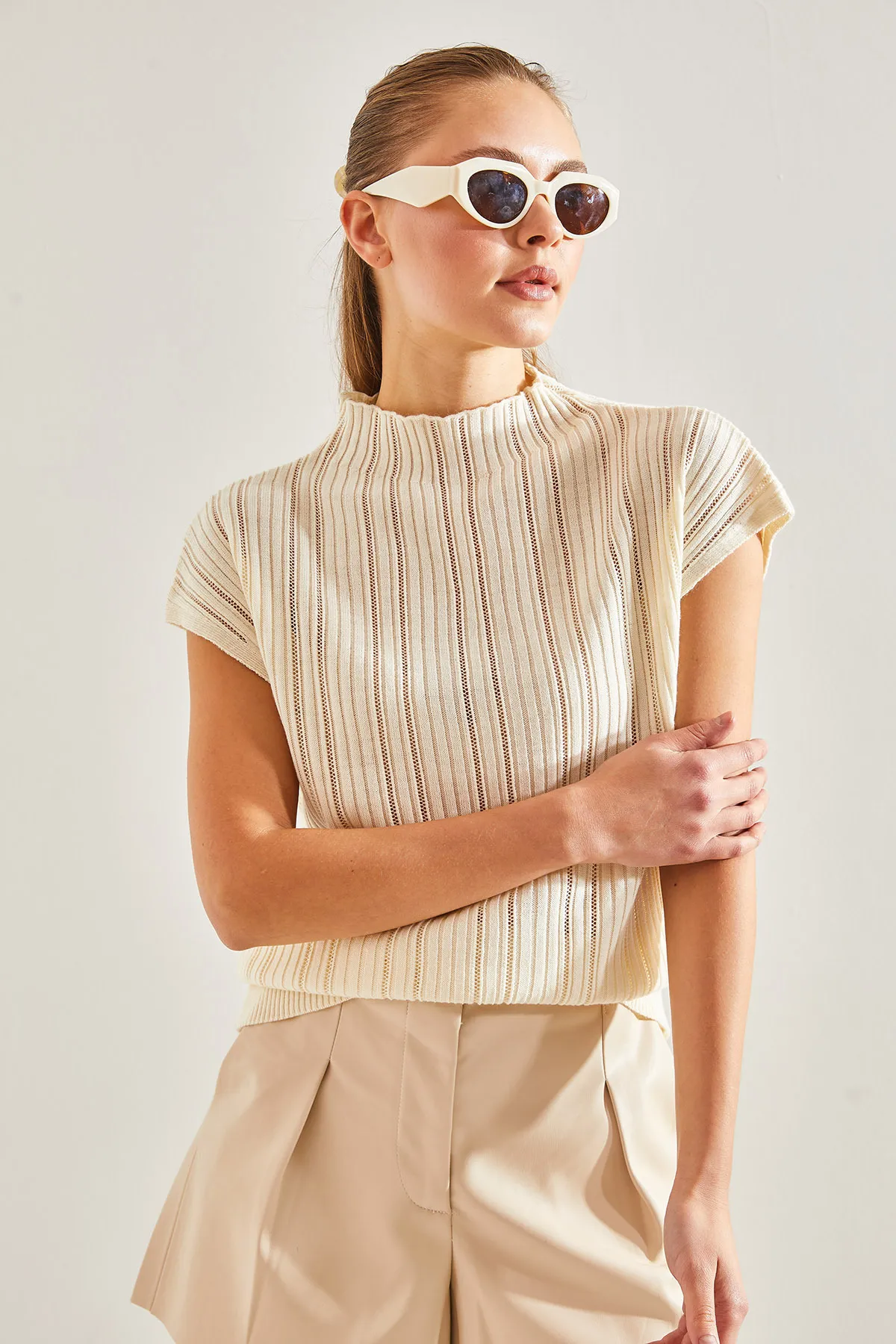 Bianco Lucci  Geformte Strickbluse für Damen20246046