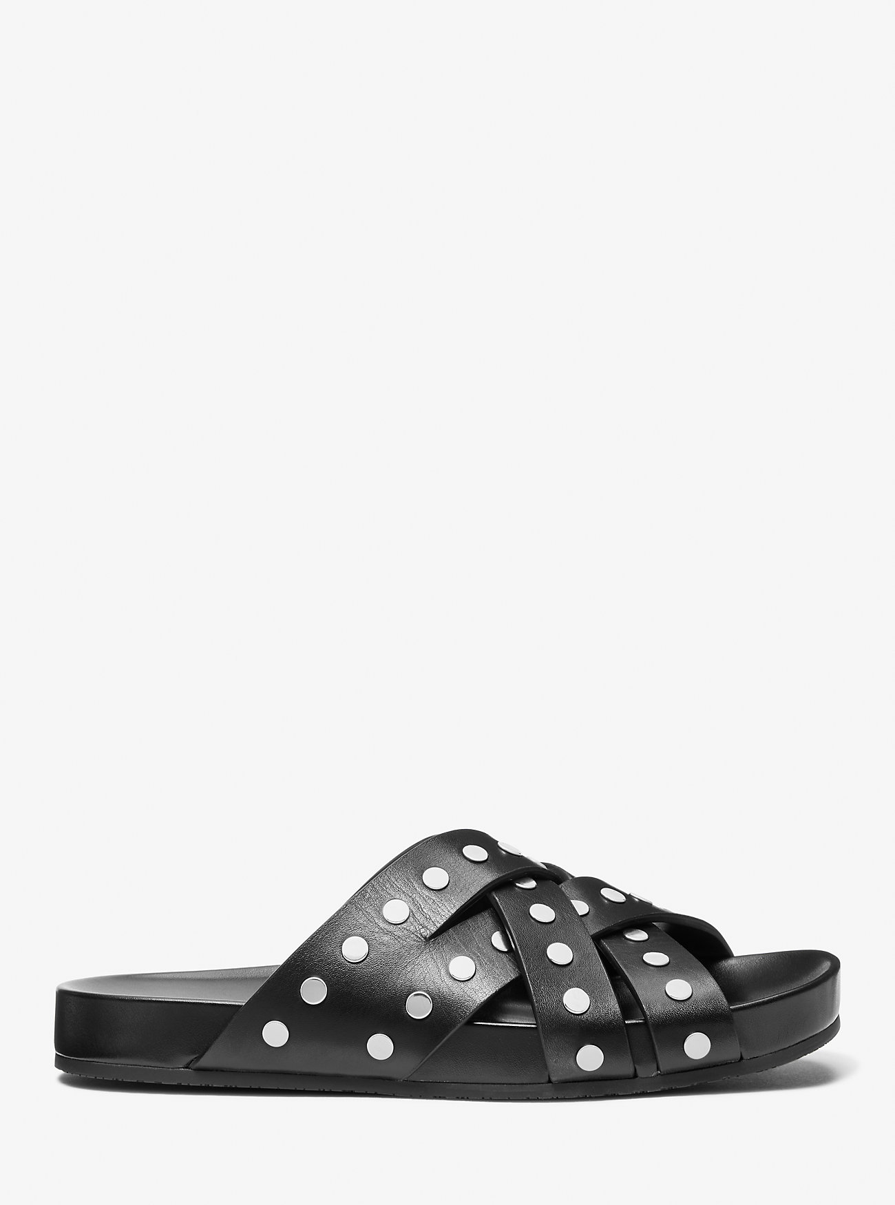 Irene flate sandaler med nagler i skinn - SVART