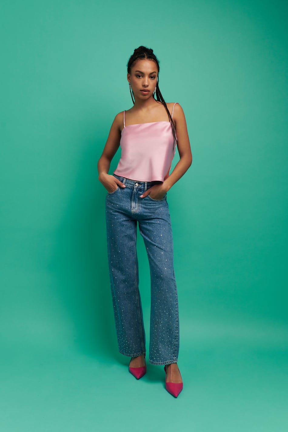 Janet satin singlet