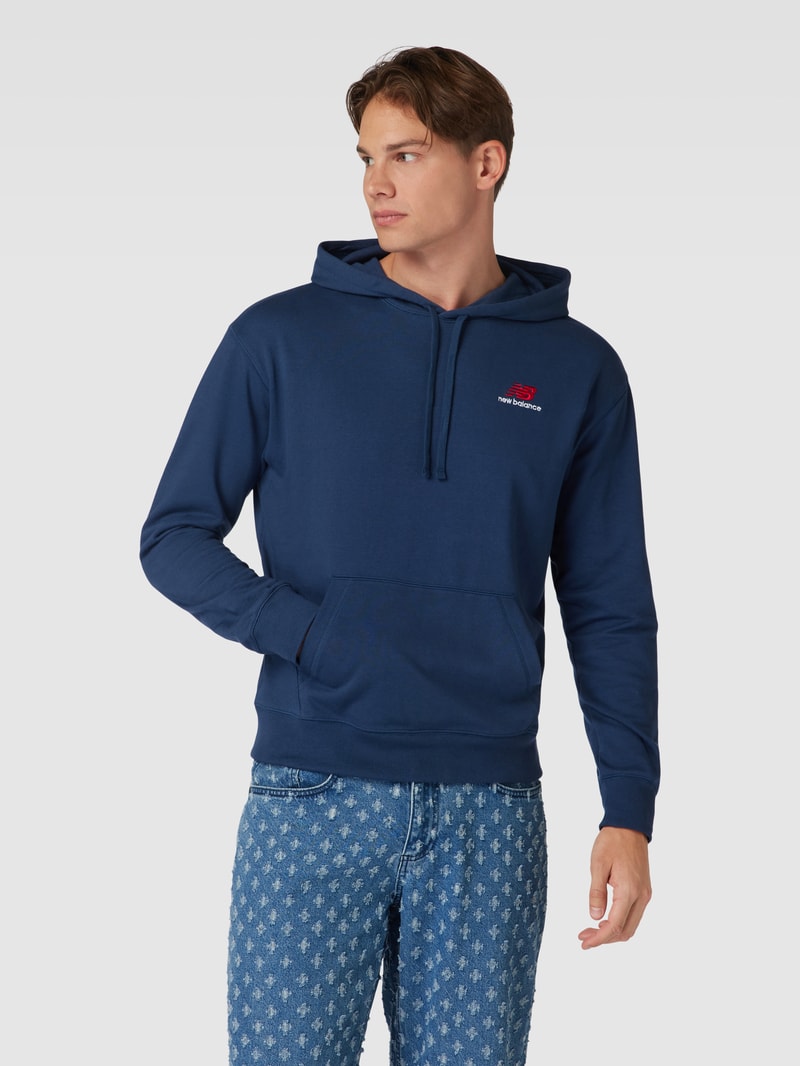 Hoodie mit Logo-Stitching in marineblau