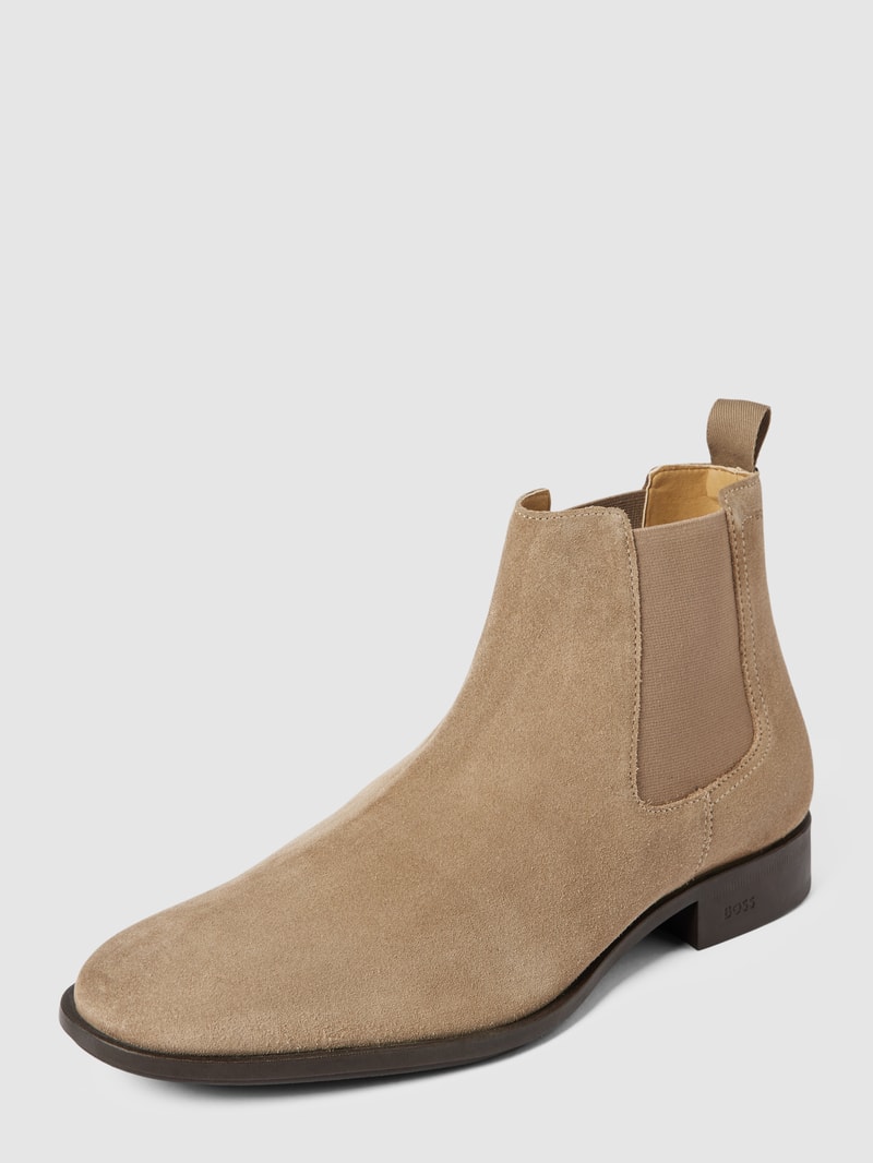 Chelsea Boots aus Leder mit Label-Details Modell 'Colby' in beige
