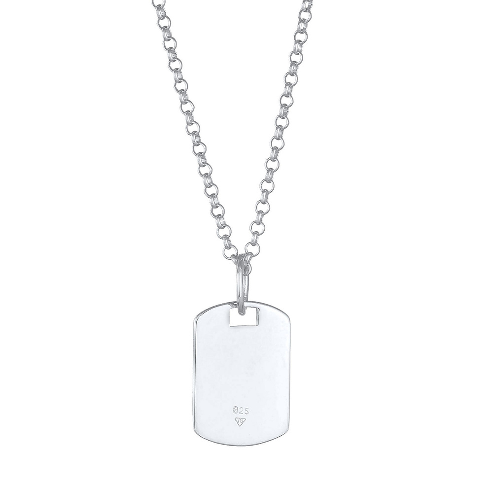 KUZZOI KUZZOI Collier Marke Military Platte Brushed 925 Sterling Silber collier