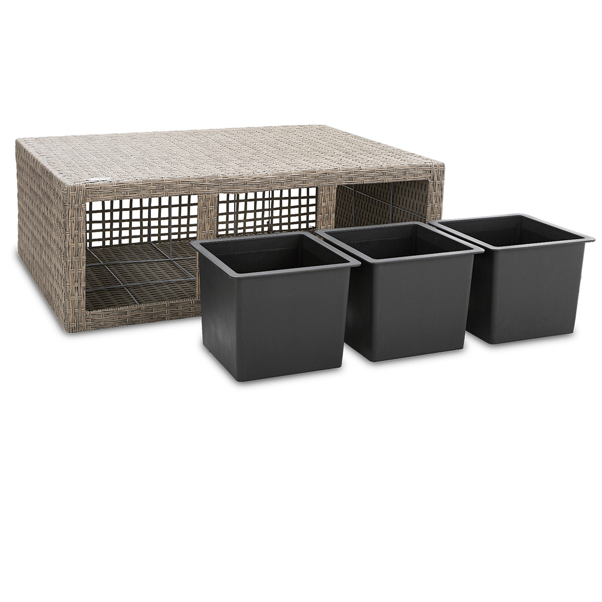 Casaria Blumenkasten Polyrattan 3er 83x60x30,5 cm creme