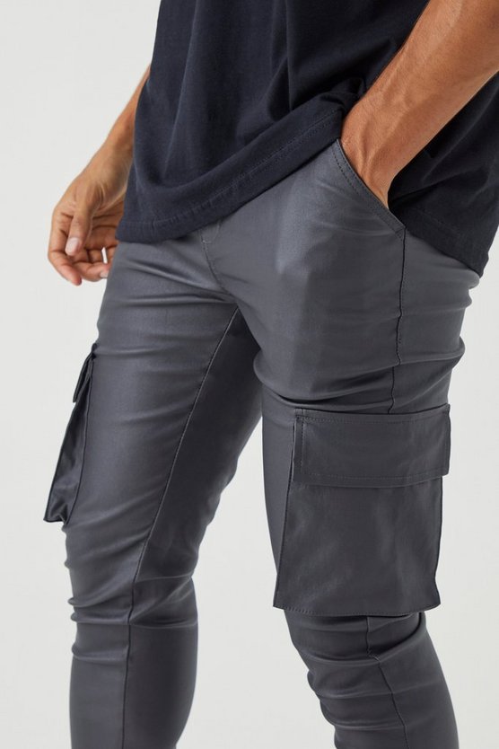 Beschichtete Skinny Twill Cargo-Hose