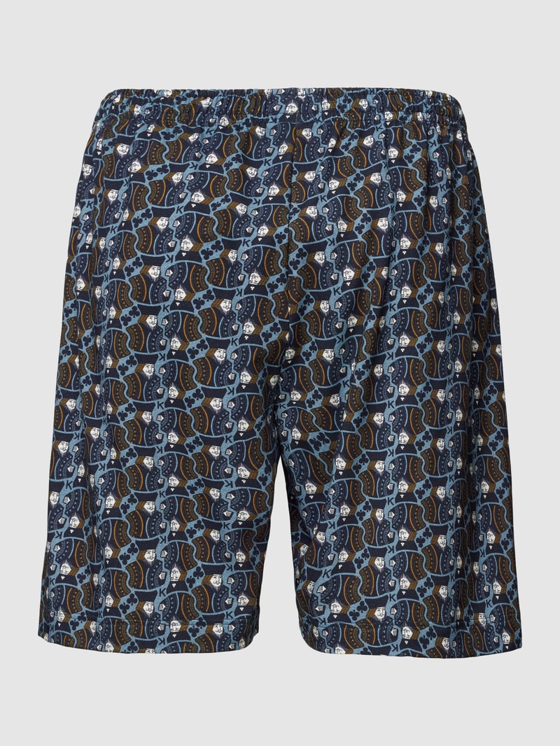 Pyjama-Shorts mit Allover-Muster Modell 'KING' in rauchblau