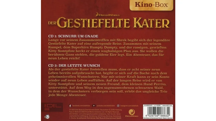 Kino-Box (Kinoflim 1+2) Der gestiefelte Kater