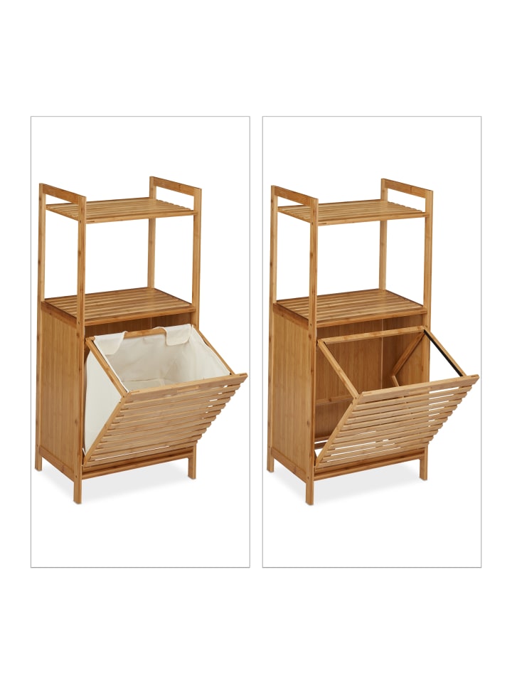 relaxdays Wäscheschrank mit Wäschekorb Bambus günstig kaufen onesize