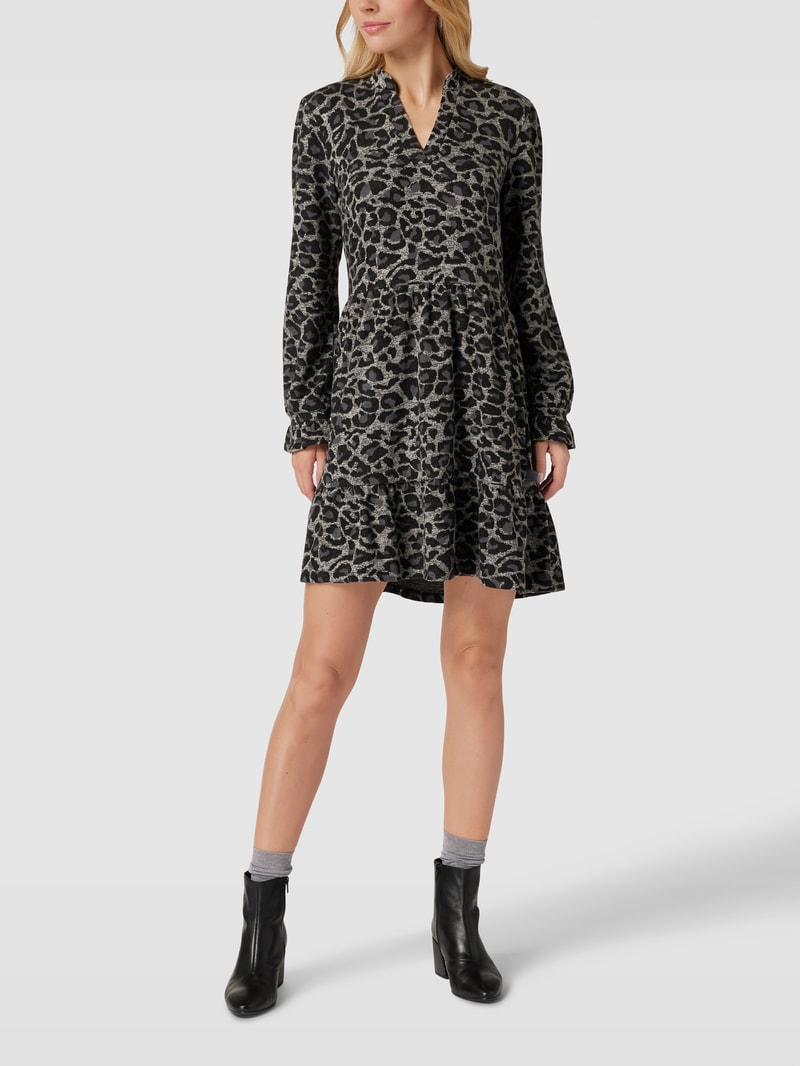 Sweatkleid mit Animal-Print in dunkelgrau