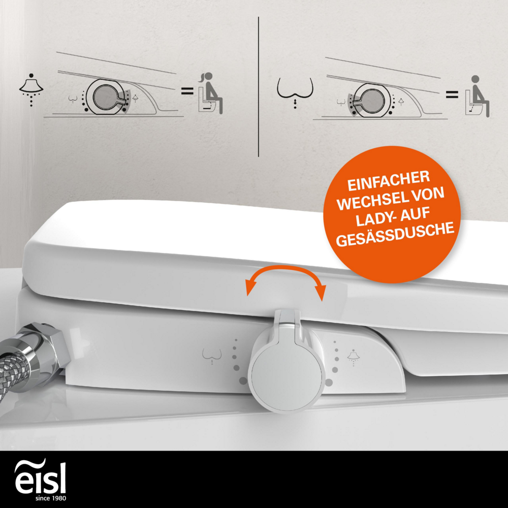 Eisl Dusch WC Sitz Aufsatz, Bidet Einsatz für Toilette, WC Dusche Weiß