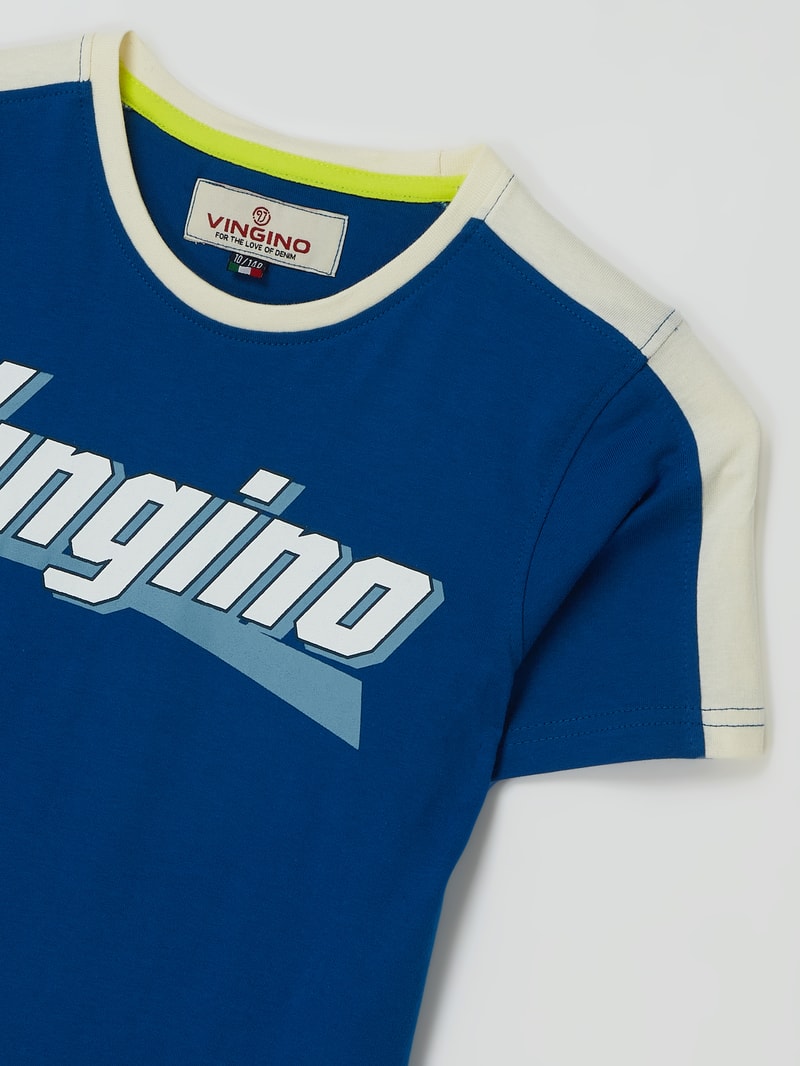 T-Shirt aus Baumwolle Modell 'Hachiro' in royalblau