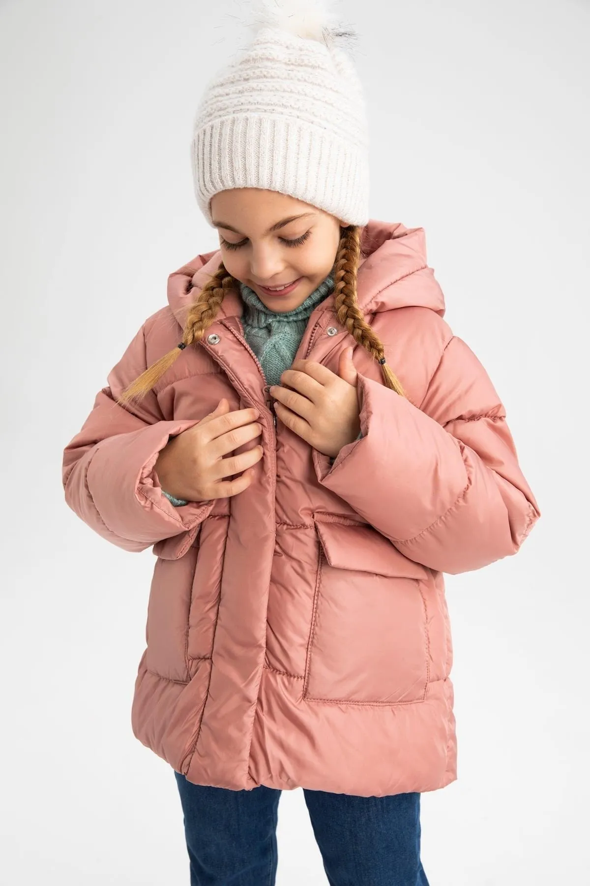DeFacto  Mädchen-Puffermantel mit Fleece-Futter und Kapuze