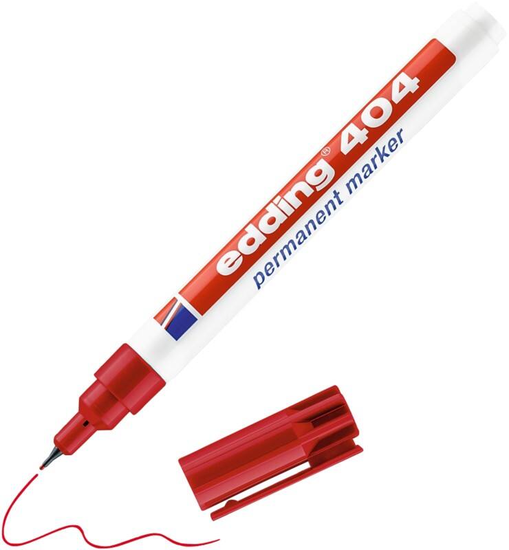 edding 404 Permanentmarker Extra Fein Rundspitze 0,75 mm Rot Nachfüllbar Wasserbeständig