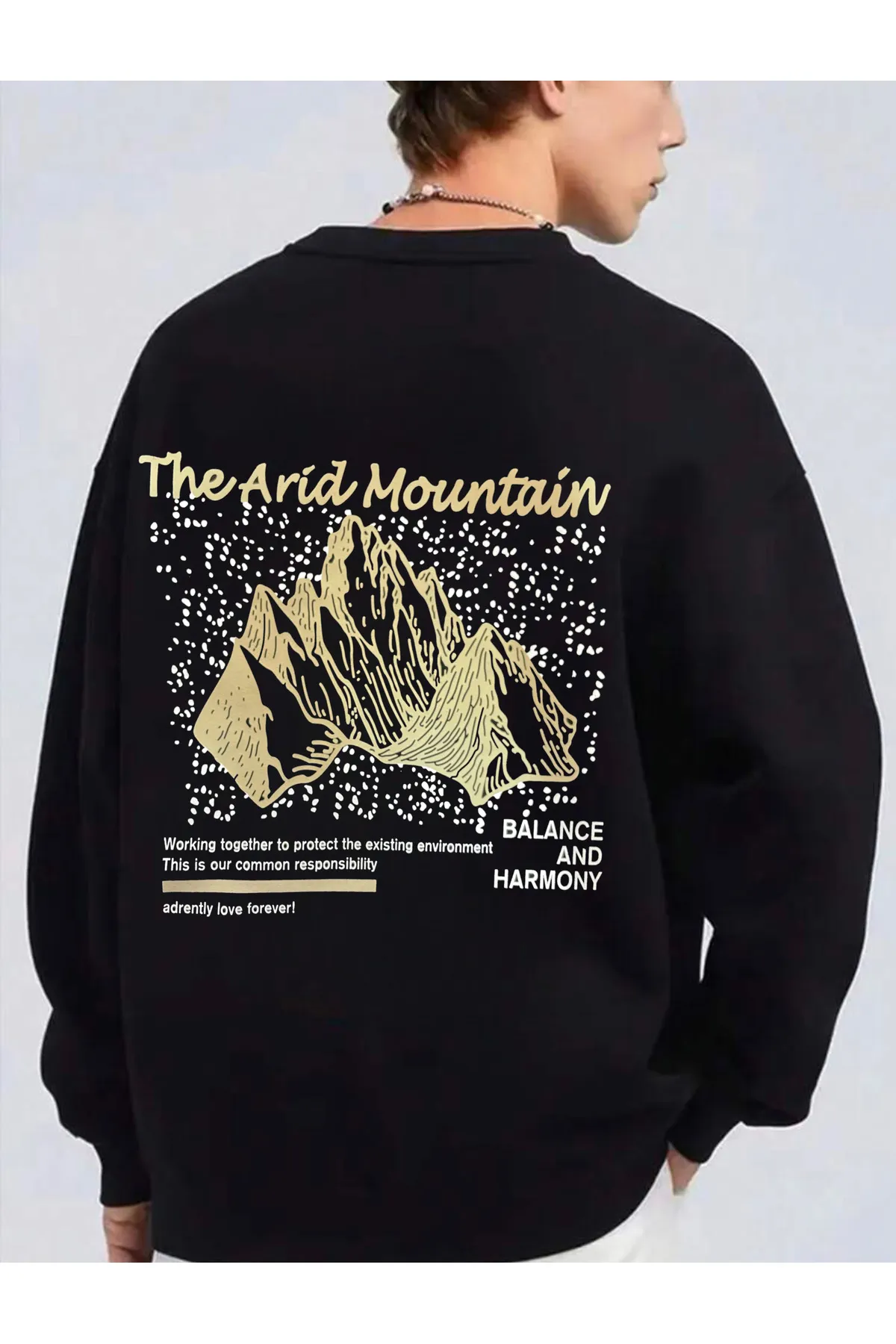 My Blog  Unisex-Sweatshirt in Schwarz mit Arid Mountain-Print in Übergröße