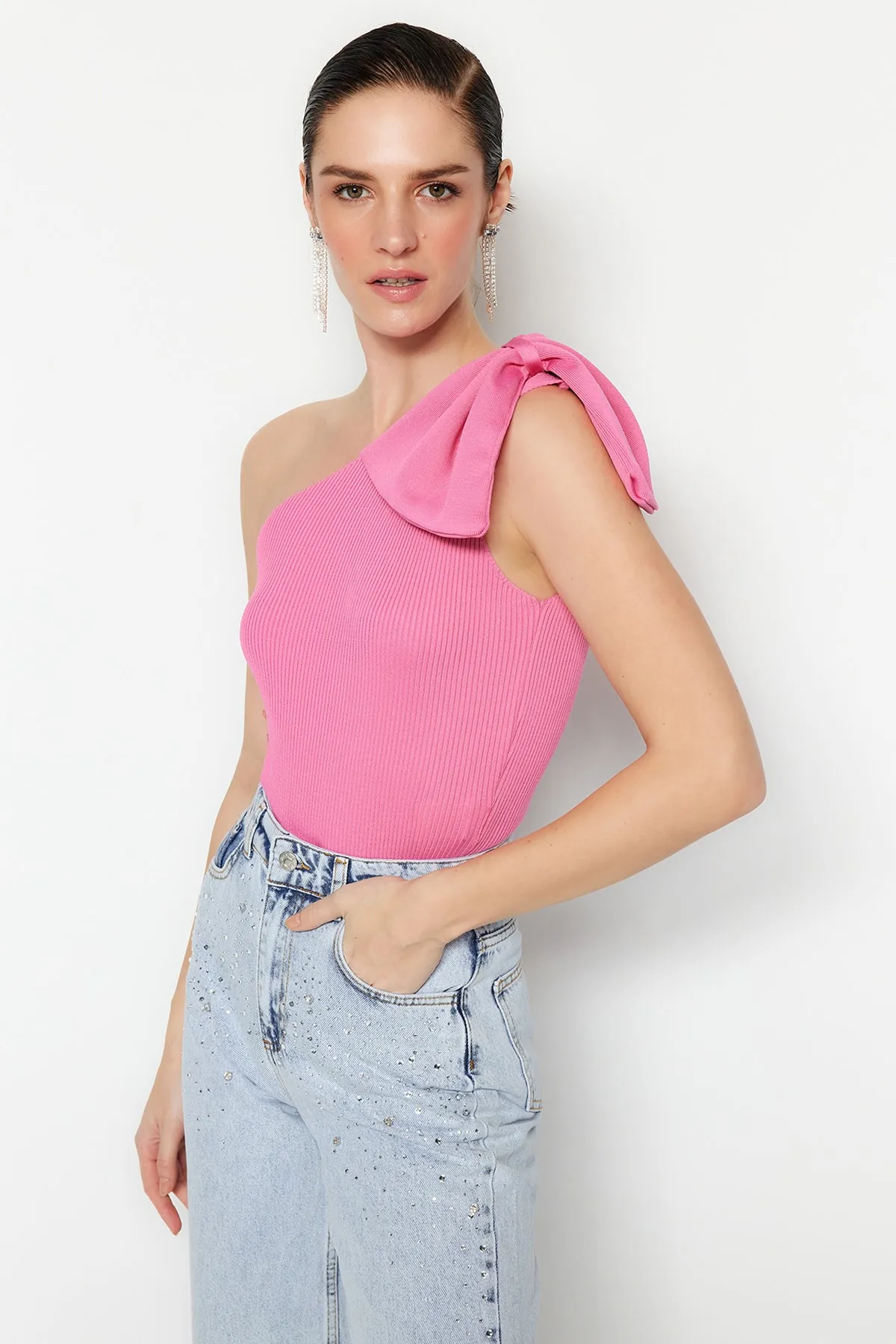 Trendyol Collection  Rosa Strickbluse TPRSS22BZ0166