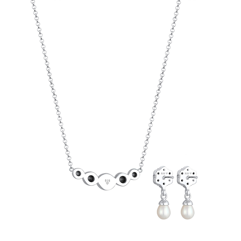 Elli PREMIUM Elli PREMIUM Ensemble de Bijoux Femmes Classique Set pendentif d'oreilles perle d Bijoux