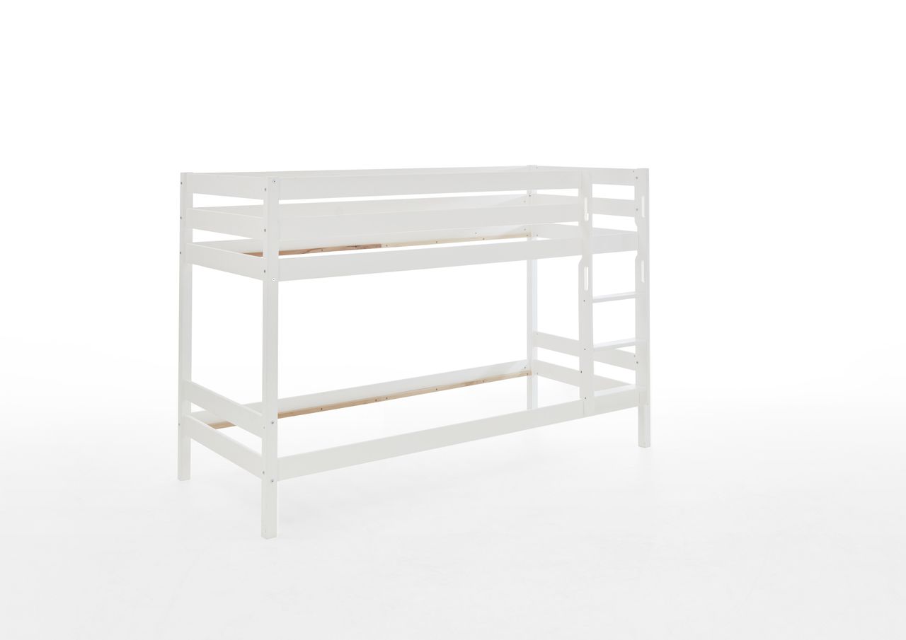Relita Etagenbett Lupo mit 2 Liegeflächen 90 x 200 cm, ohne Lattenrost, Buche weiß lackiert