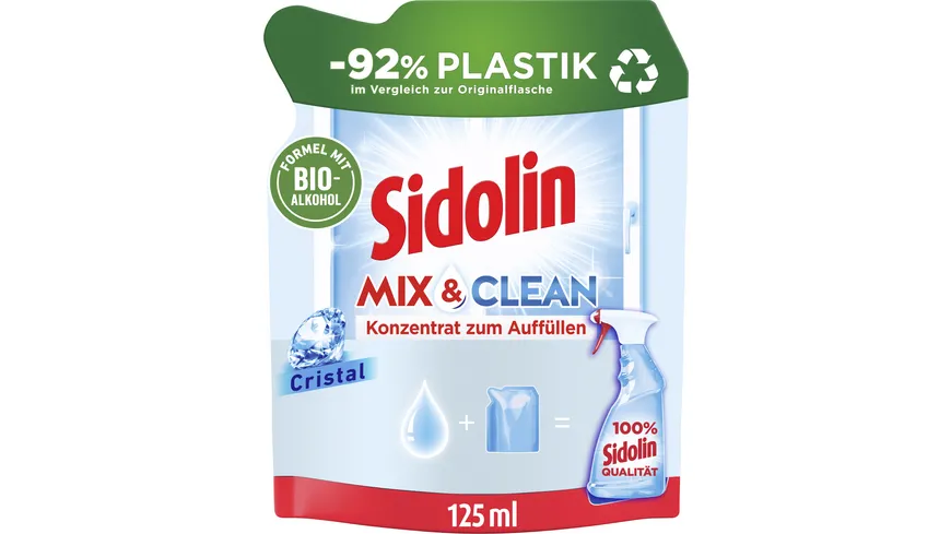 Sidolin Glasreiniger Streifenfrei Mix & Clean Cristal Nachfüllbeutel 125 ml