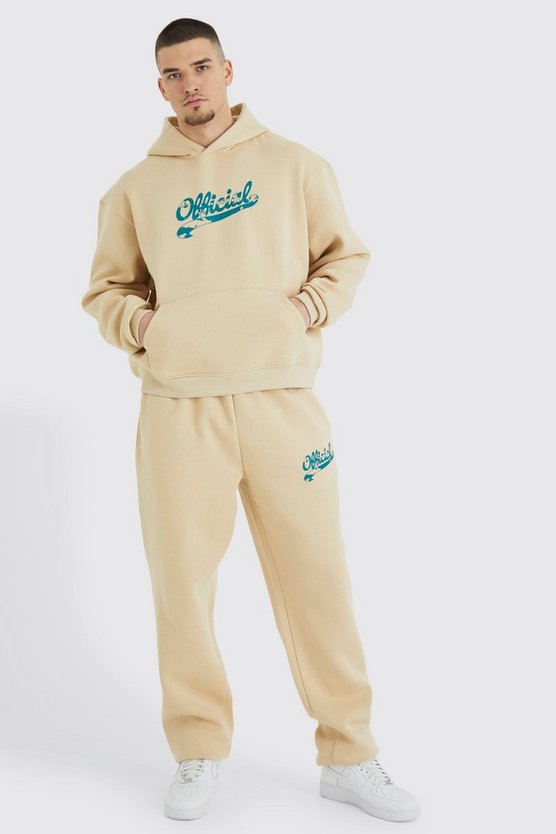Tall kastiger Oversize Official Trainingsanzug mit Kapuze
