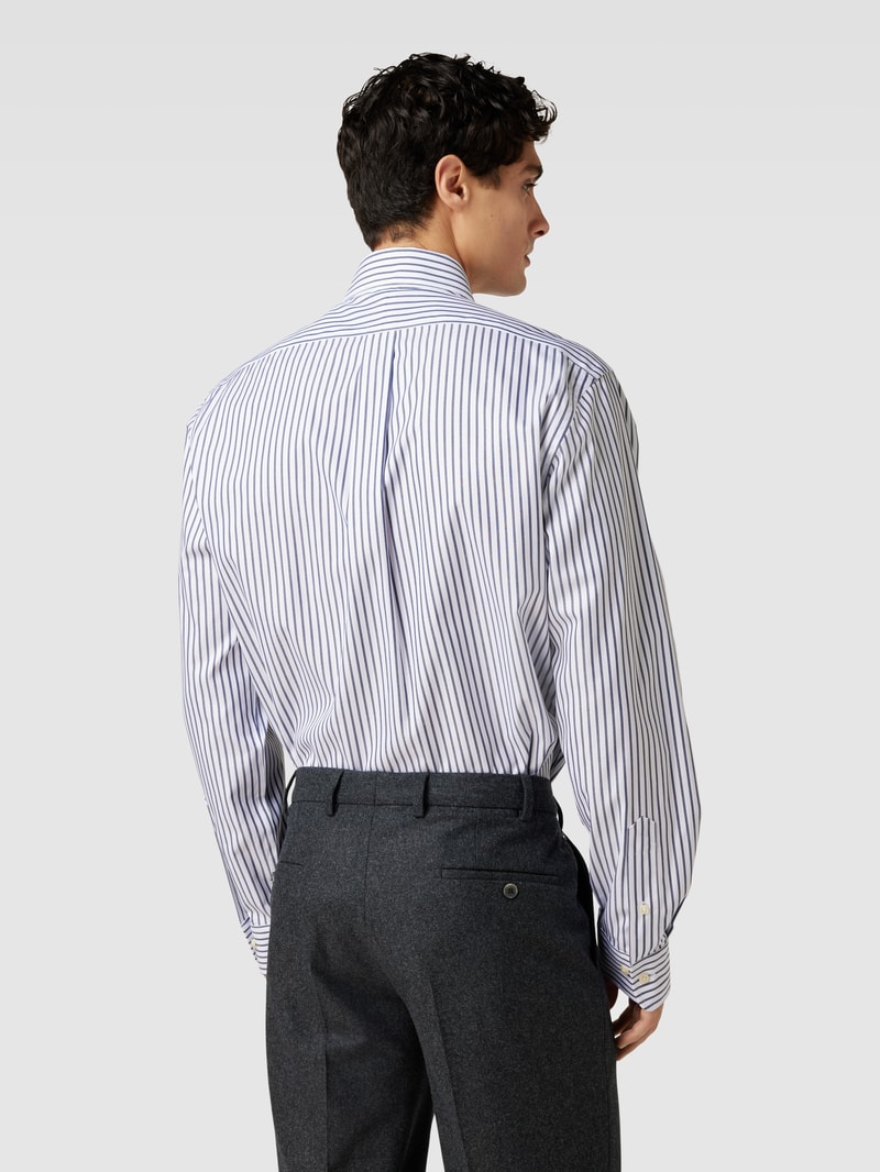 Regular Fit Business-Hemd mit Streifenmuster in royalblau