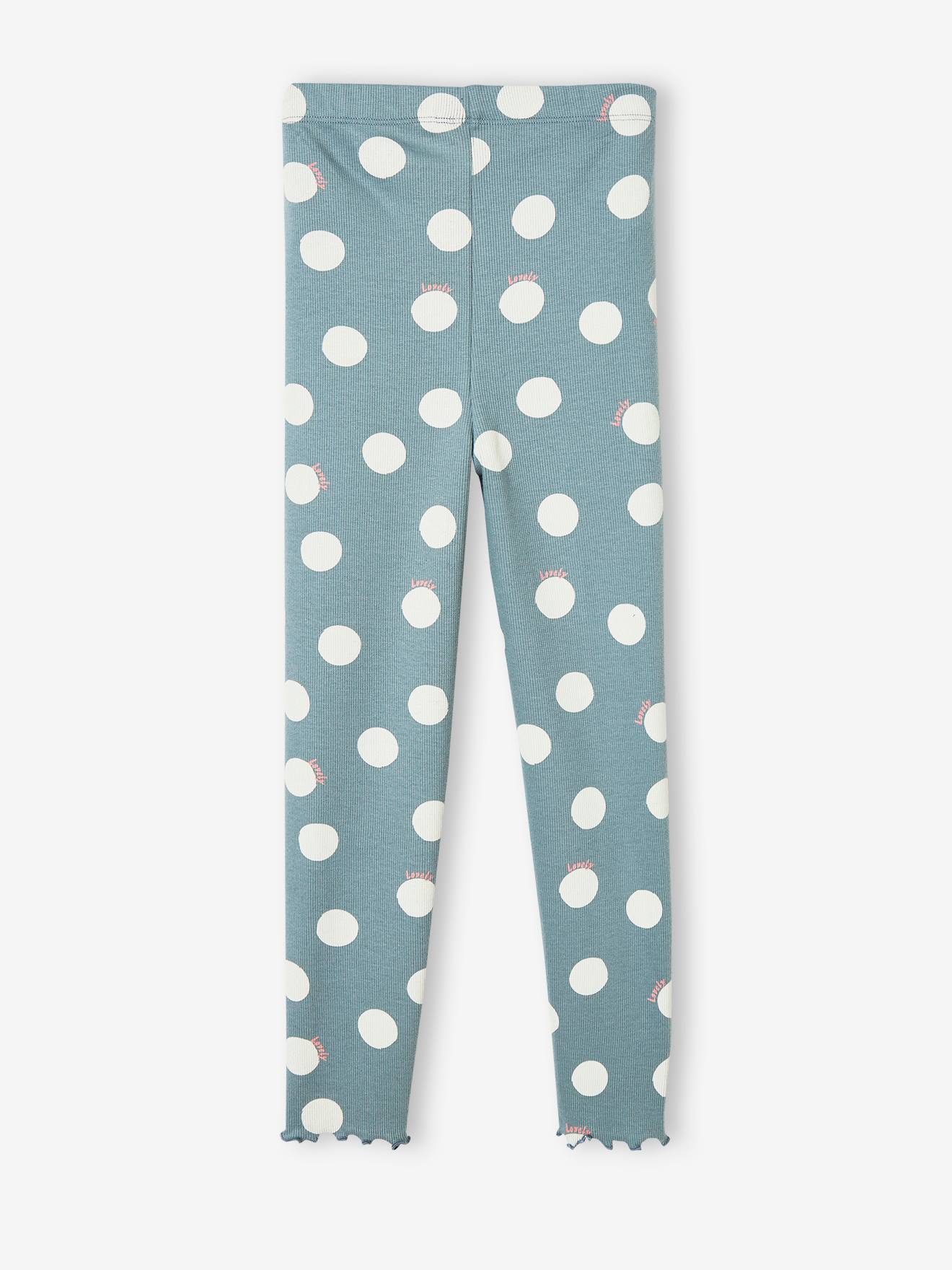 Legging imprimé en maille côtelée fille marine