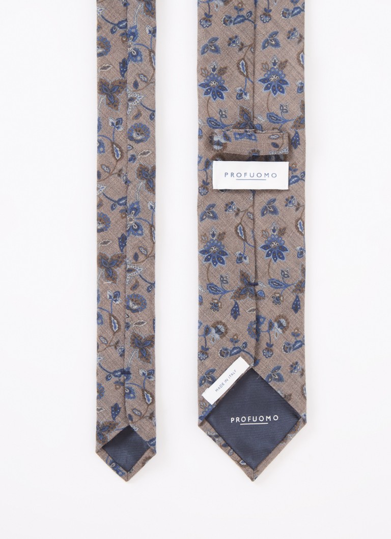 Profuomo Wool Tie with Floral Print