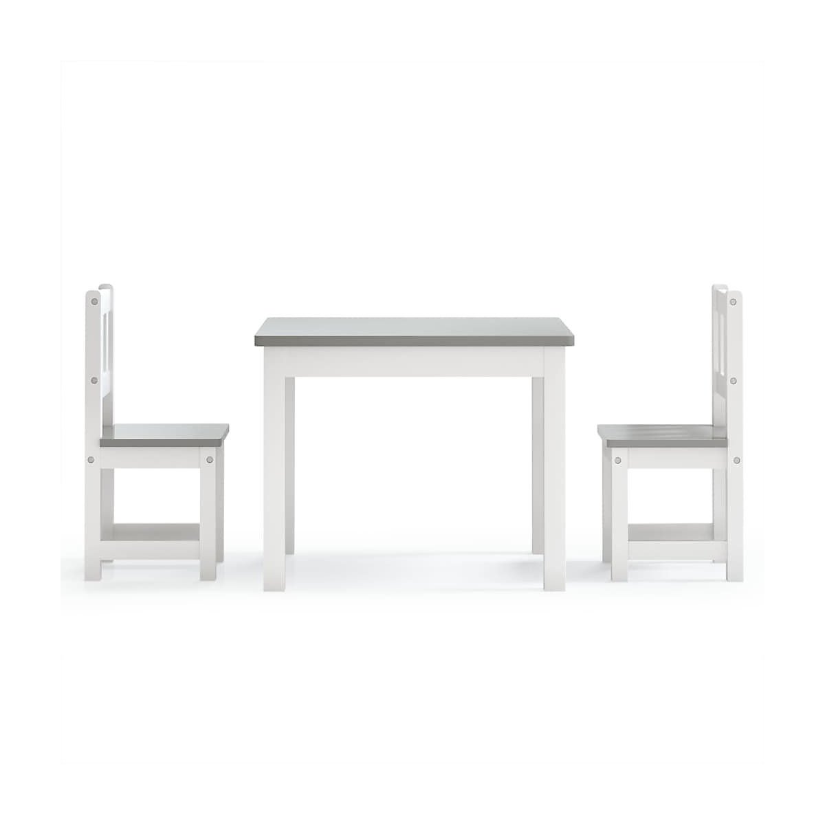 3-tlg. Kindertisch und Stuhl-Set Weiß und Grau MDF Kindermöbel-Set
