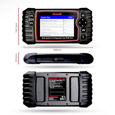 iCarsoft OBD2-Diagnosegerät POR V3.0 Universal Diagnosegerät für Porsche / Cayenne Fahrzeuge OBD2, TFT Farbbildschirm mit 10,16 cm (4 Zoll) Diagonale