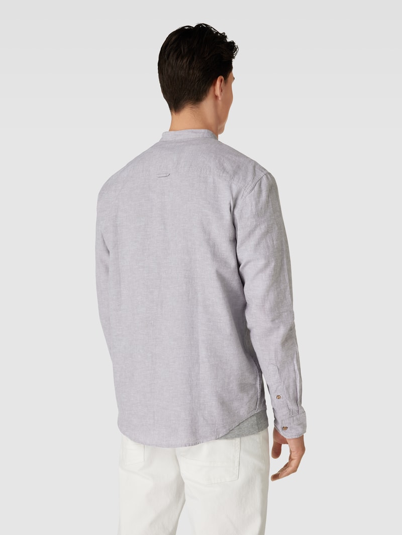 Tailored Fit Freizeithemd mit Stehkragen in mittelgrau