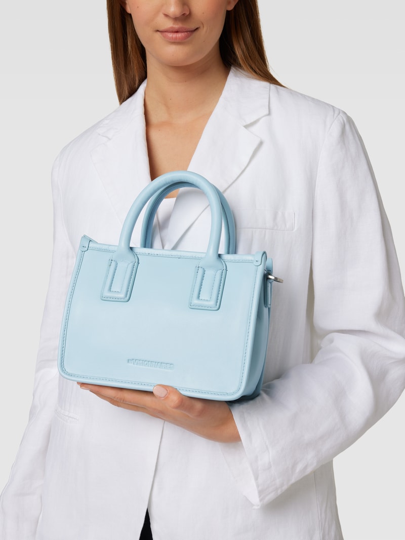 Tote Bag mit Label-Detail Modell 'LENI' in hellblau