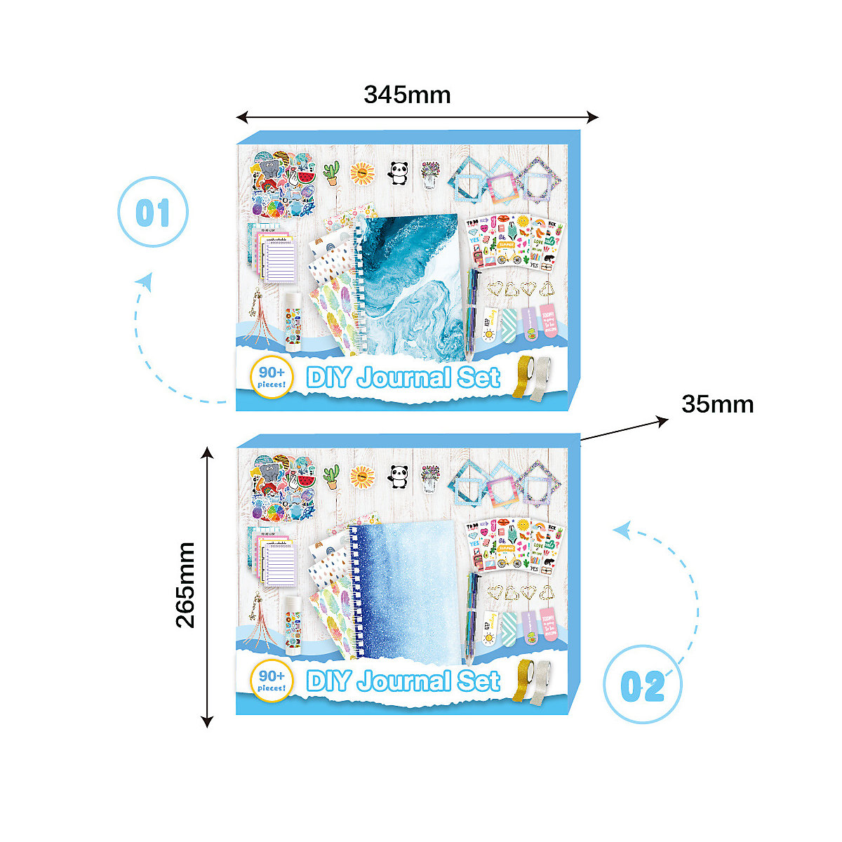 frler Journal Notizbuch Tagebuch Scrapbooking Set mit Aufkleber Schablonen Notizbücher für Kinder