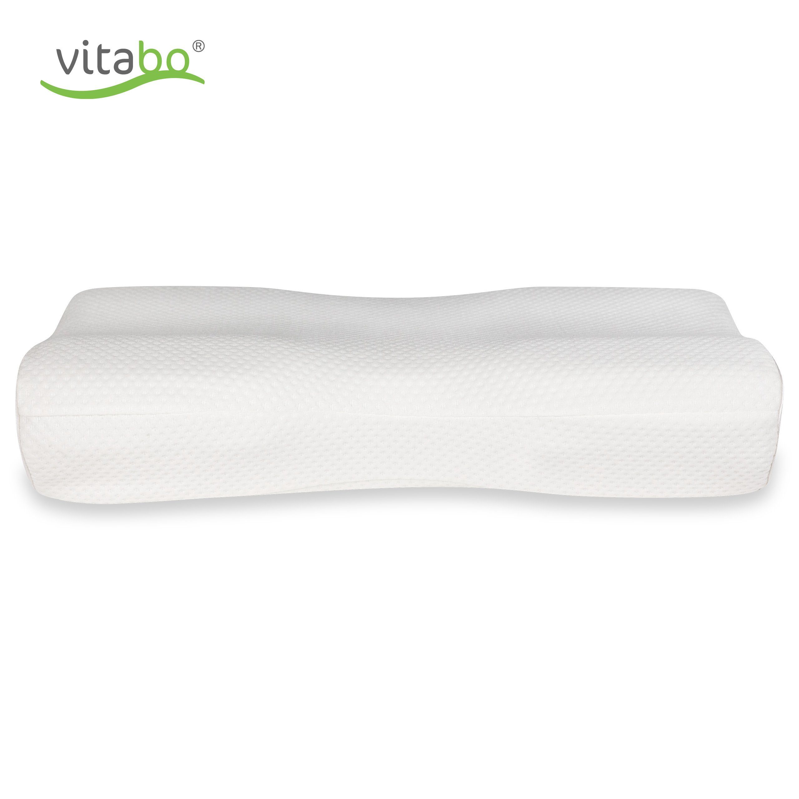 Vitabo Nackenkissen Vitabo anschmiegsames Kopfkissen aus Memory-Schaum I großes ergonomisches Schmetterling Kissen – Nackenstützkissen für Seitenschläfer aus Viscoschaum, 1-tlg.