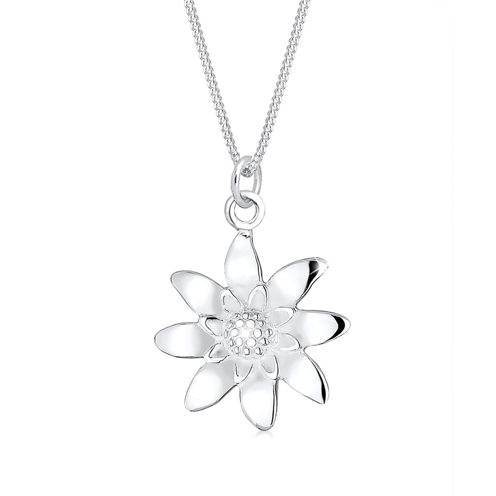 Elli Elli Collier Femmes Pendentif Édelweiss Costume Simple en Argent Sterling 925 Bijoux