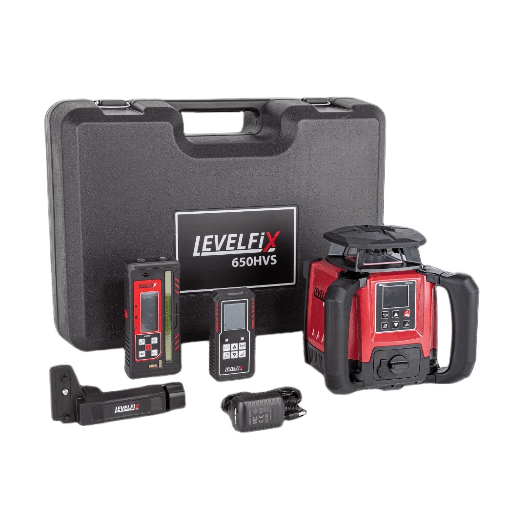 Levelfix 554641 650HVS Set laser orizontal/vertical pentru construcții, roșu, cu trepied și mitră de 1,8 m