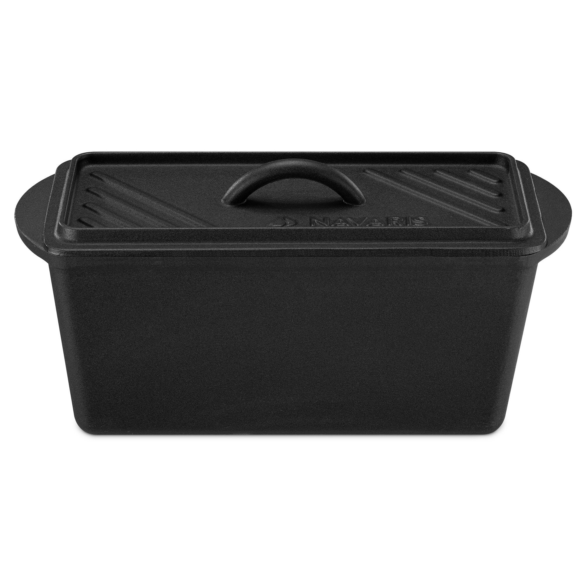 Navaris Brotbackform Gusseisen Brotbackform mit Deckel - 34x13,5x17cm - Dutch Oven