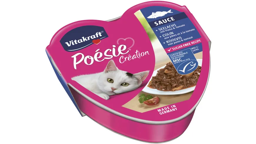 Vitakraft Katzennassfutter Poésie® + Seelachs mit Pasta & Tomate in Sauce 85 g