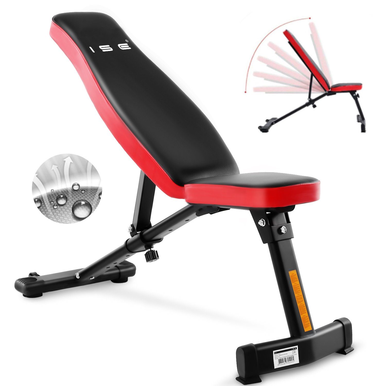 ISE Hantelbank ISE Hantelbank Multifunktion Tranings Fitness Bank klappbar übungsbank verstellbar für Bauch und Bein schrägbank,geprüft und Zertifiziert nach DIN EN 957 SY-5021