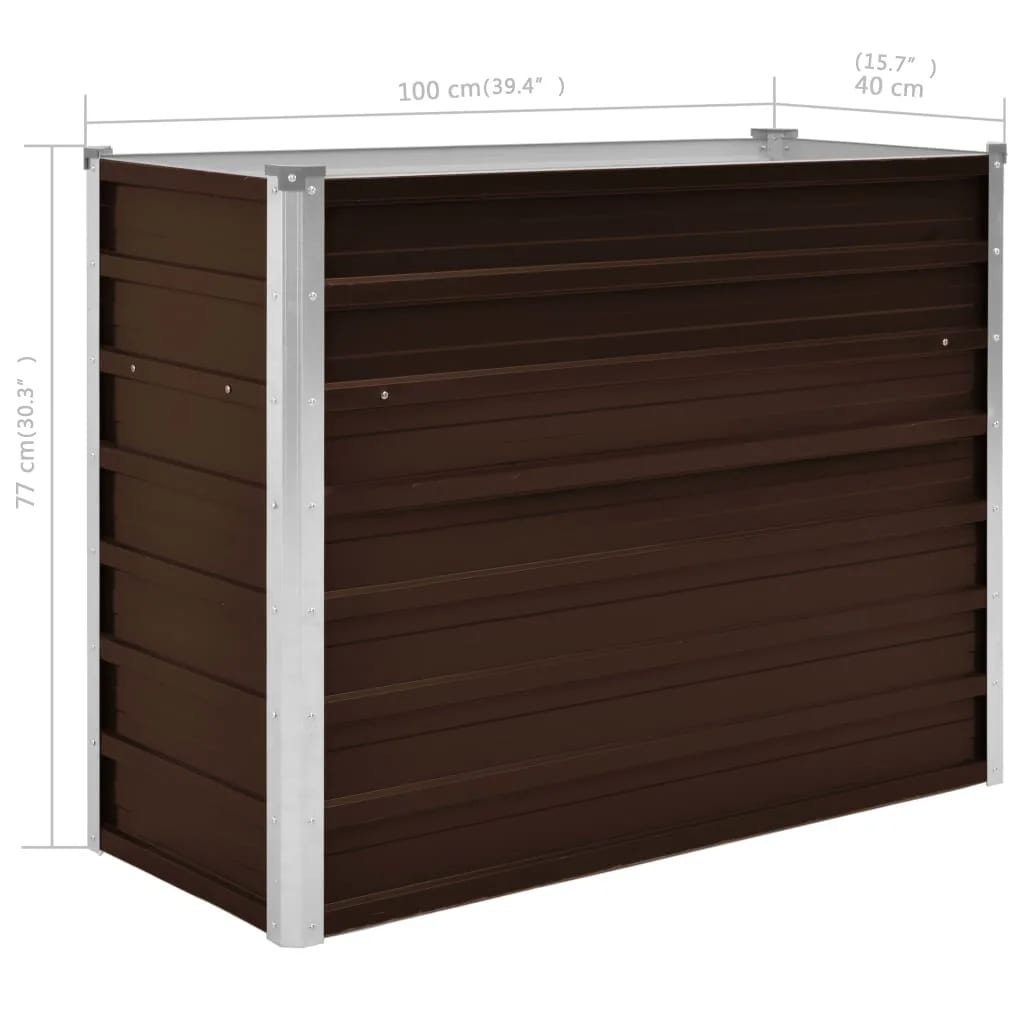 furnicato Hochbeet Garten-Braun 100 x 40 x 77 cm Verzinkter Stahl